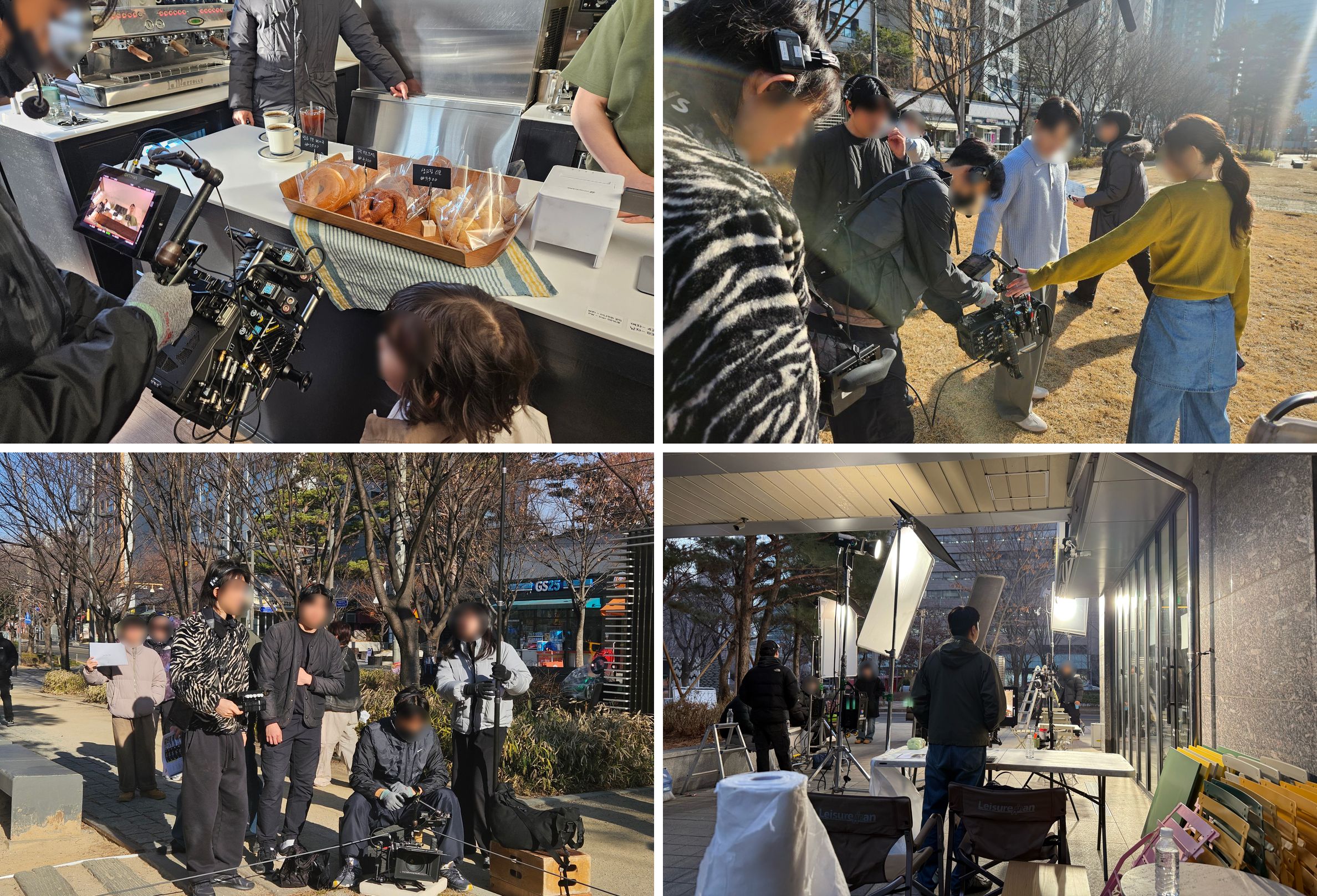 자이르네 브랜드 필름 촬영 현장 - 카페, 숲길 공원, 거리, 해질녘 야외 조명 세팅
